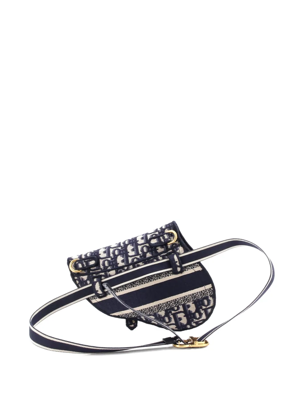 DIOR Pre-owned Saddle Logo Embroidered Oblique Canvas Belt Bag In Blue
