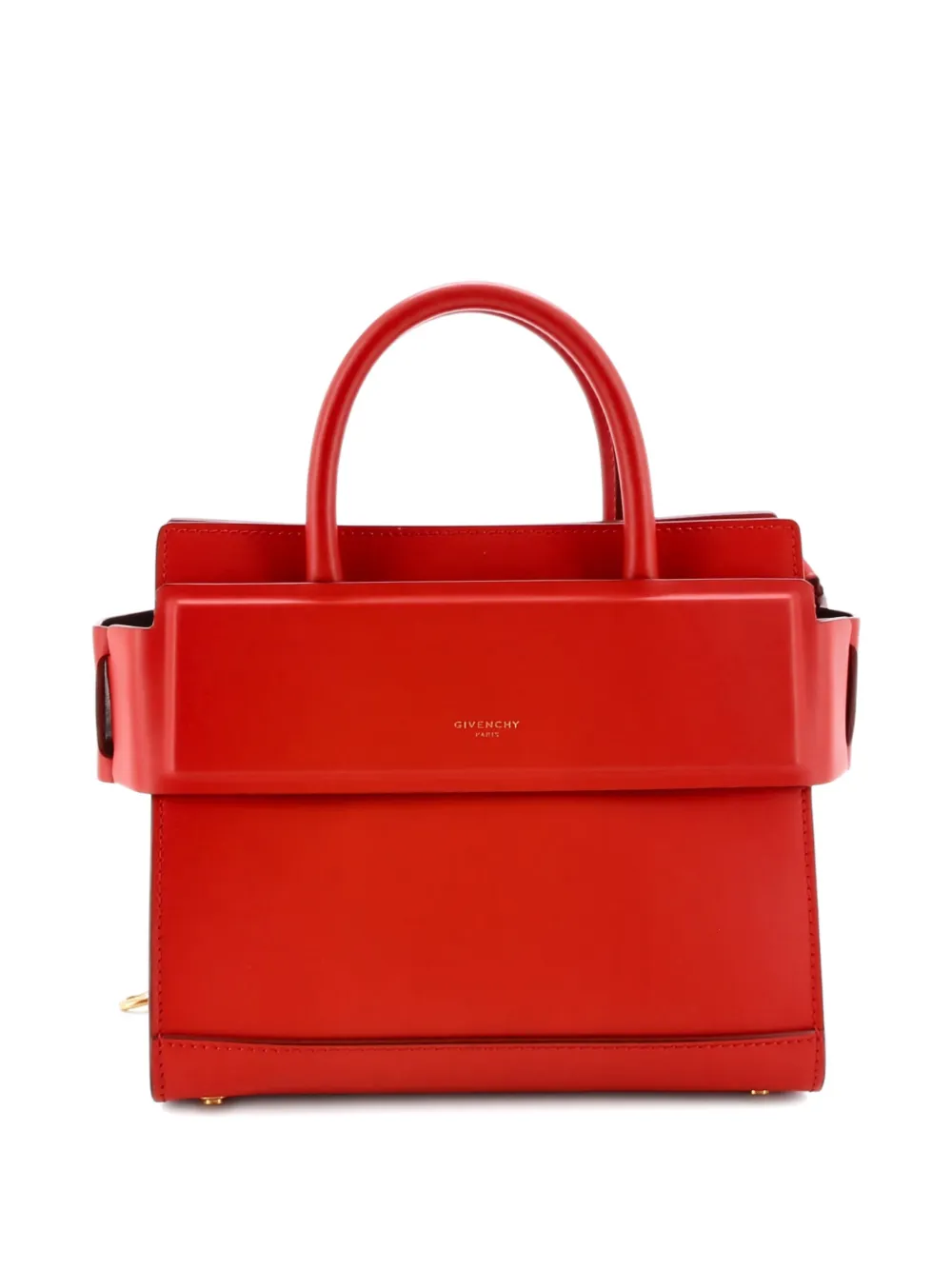 Pre-owned Givenchy Horizon Leather Mini Satchel In Red