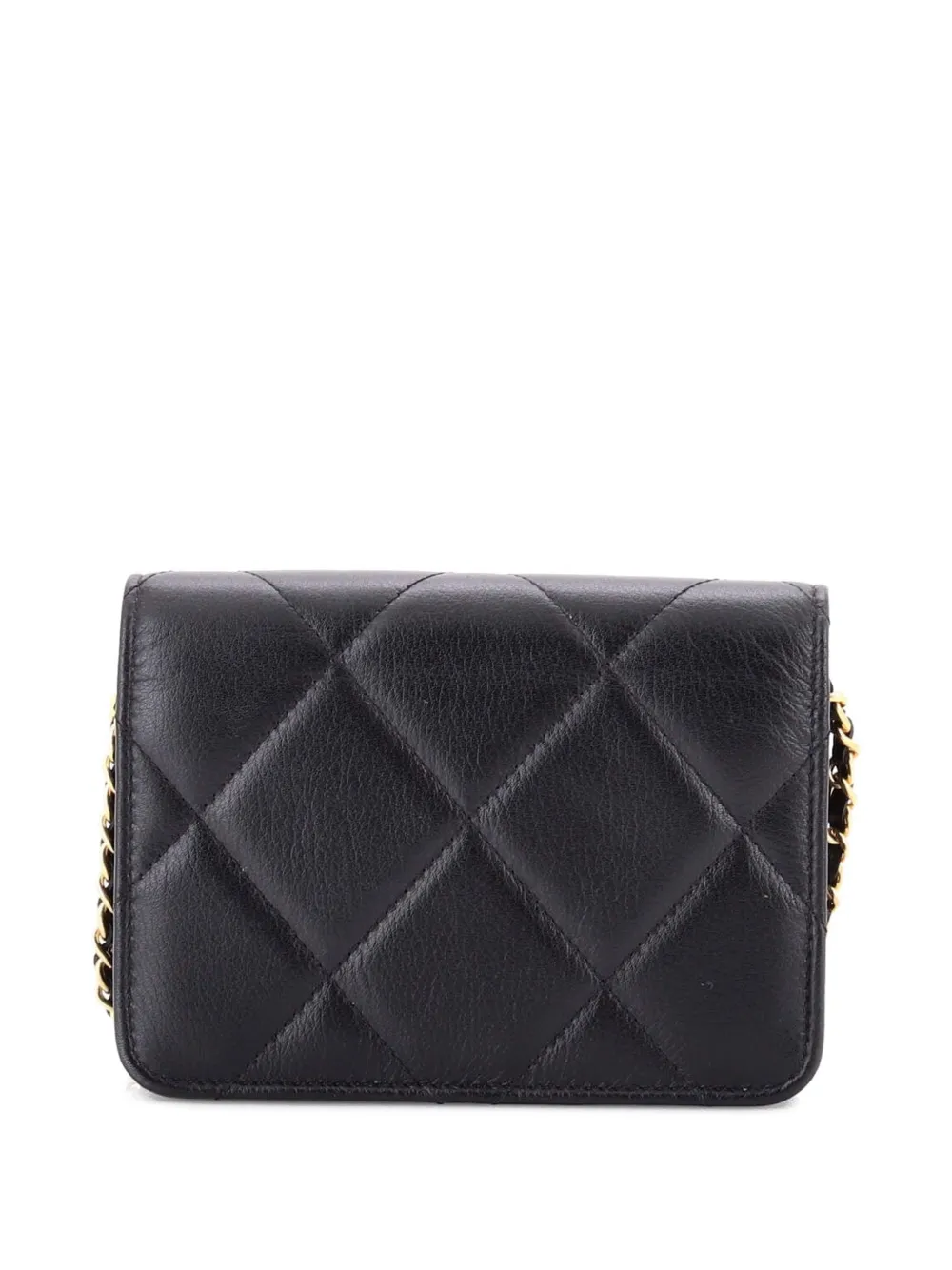  Chanel Pre-owned Crystal Geometric Frame Cc Clutch With Chain Quilted Calfskin Crossbody Bag - Black 