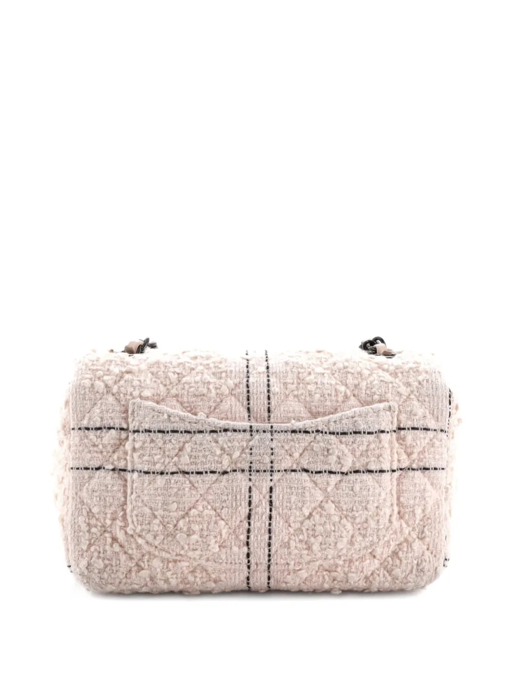 Pre-owned Chanel Classic Single Flap Bag Quilted Tweed Mini Crossbody Bag In Black