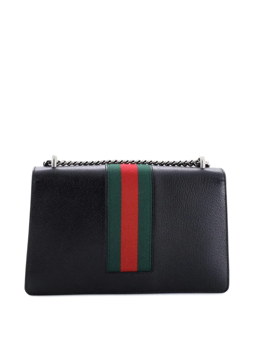 Pre-owned Gucci Web Dionysus Bag Leather Small Shoulder Bag In Black