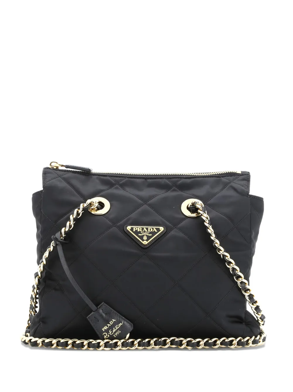 Prada Pre-Owned Re-Edition 1995 Chain Quilted Re-Nylon Small tote bag | Black | Image 1