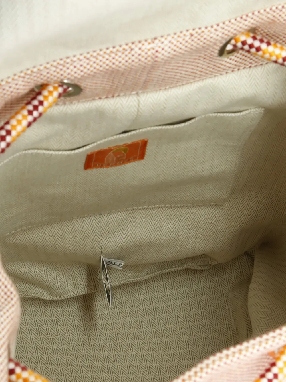 HERMES Pre-owned Les Cabanes Embroidered Toile Backpack In Orange