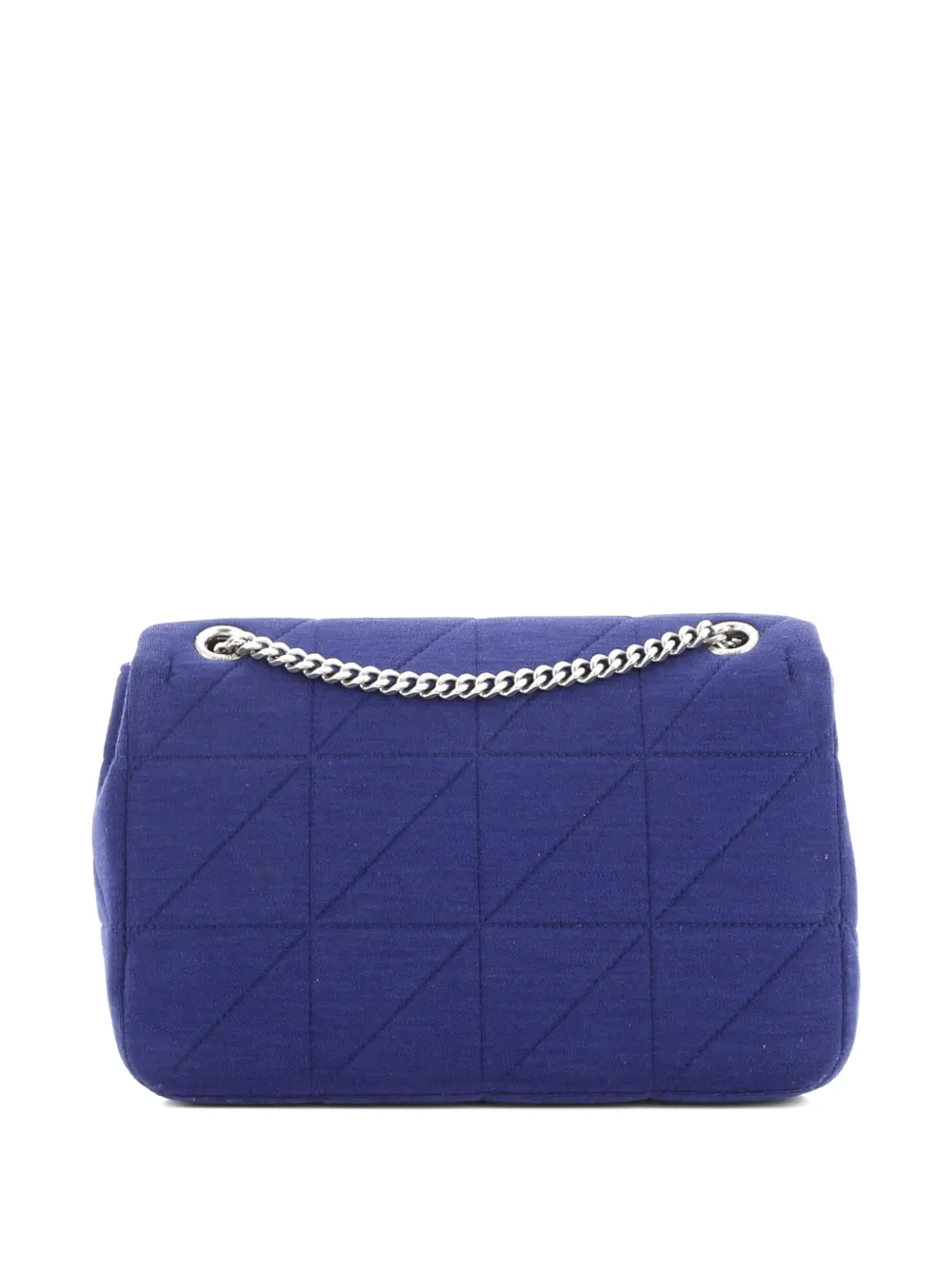 Pre-owned Saint Laurent Jamie Flap Bag Quilted Jersey Medium Shoulder Bag In Blue