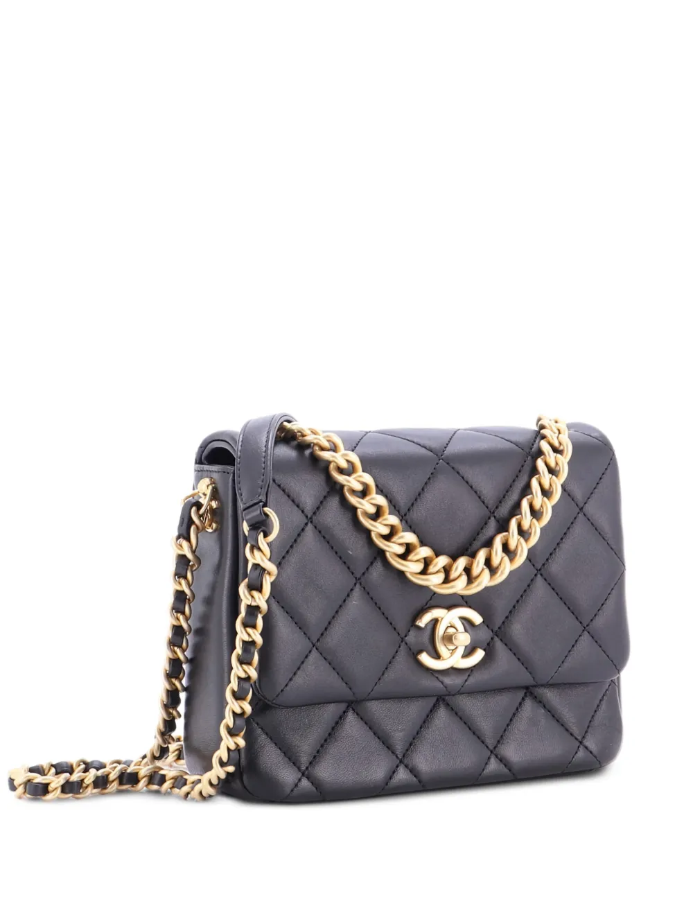 CHANEL Pre-Owned Side Note Flap Bag Quilted Lambskin Small crossbody bag - Nero