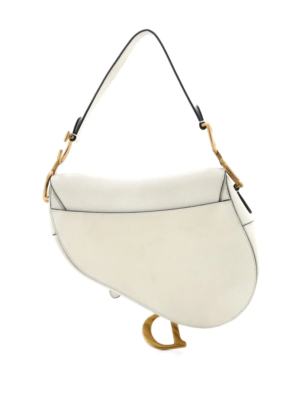 Pre-owned Dior Saddle Handbag Leather Medium Shoulder Bag In Neutral