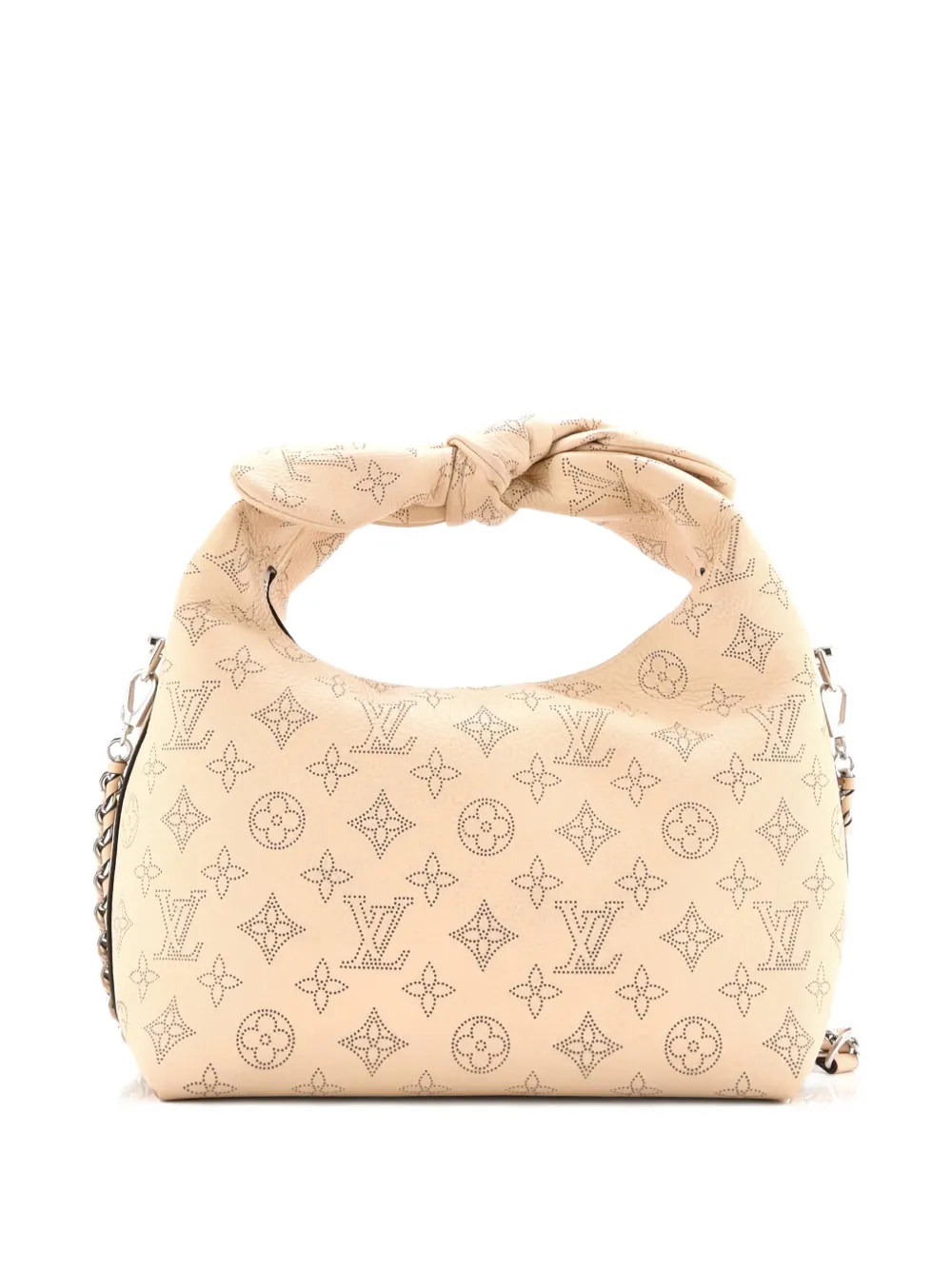 Pre-owned Louis Vuitton Why Knot Mahina Leather Pm Shoulder Bag In Neutral