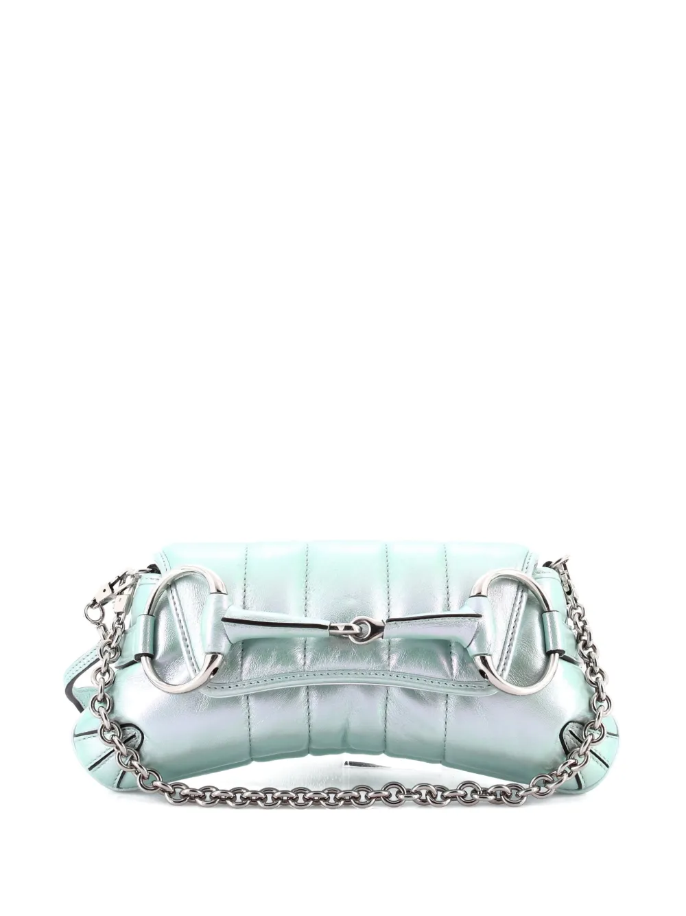 Pre-owned Gucci Horsebit Chain Vertical Quilted Leather Small Shoulder Bag In Green