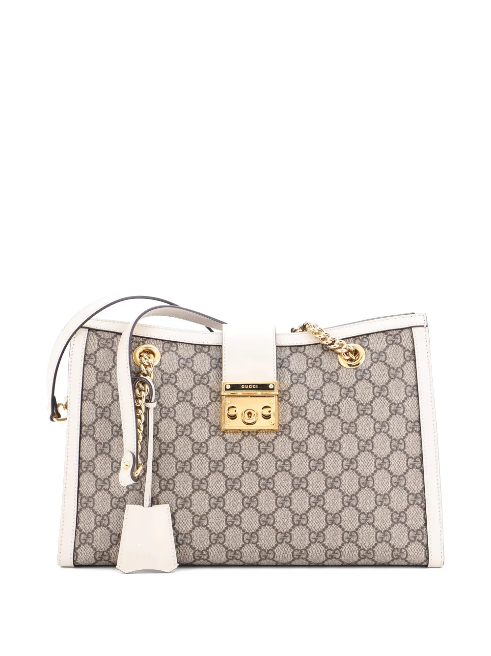 Gucci Pre-Owned Padlock Chain GG Coated Canvas with Leather Medium tote bag - Marrone