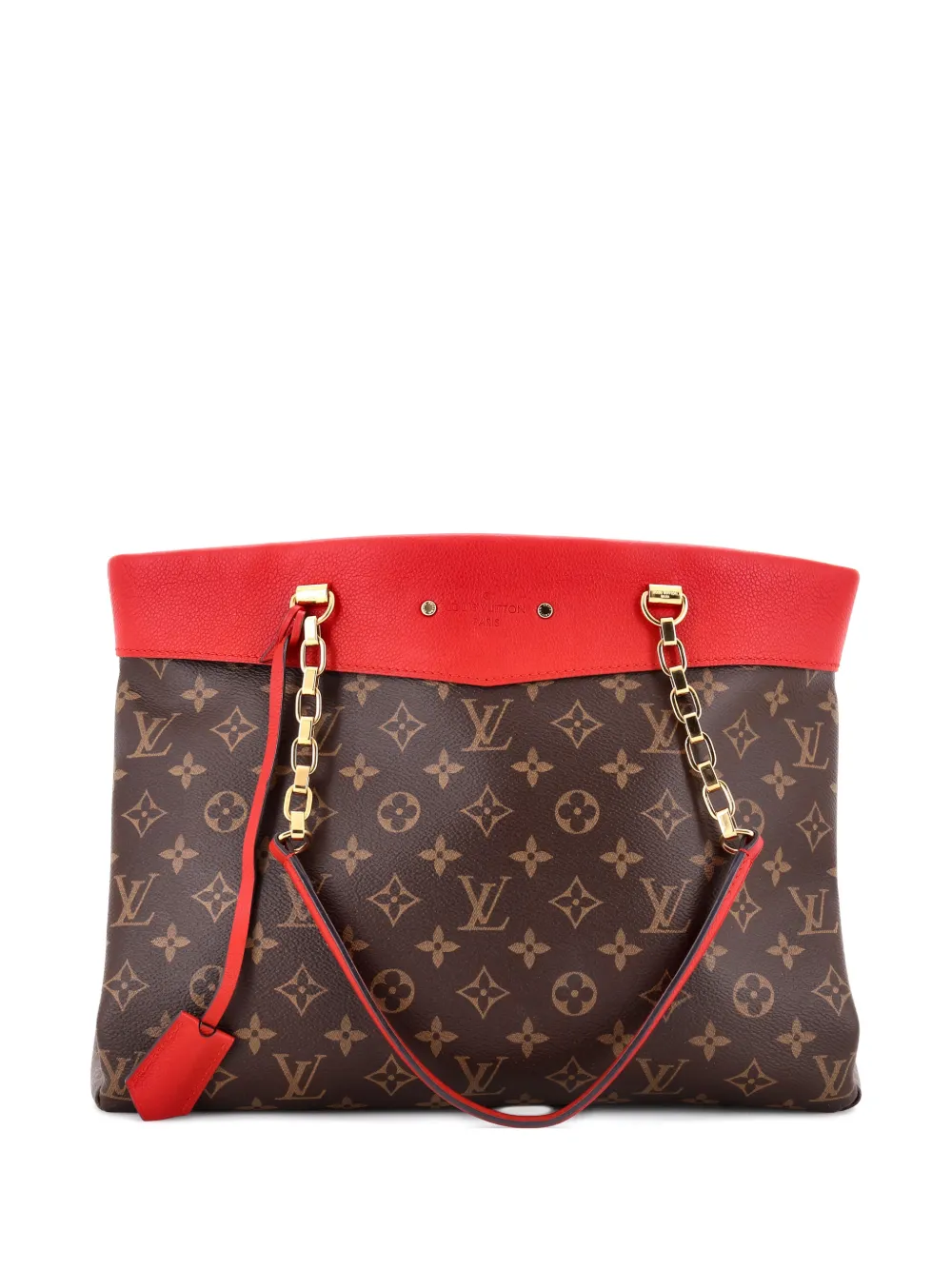 Pre-owned Louis Vuitton Pallas Shopper Monogram Canvas And Calfskin Tote Bag In Brown