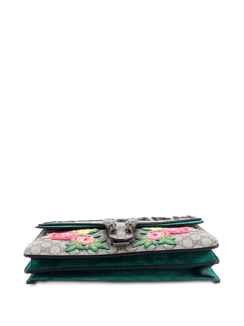 Pre-owned Gucci Dionysus Bag Embroidered Gg Coated Canvas Medium Shoulder Bag In Brown