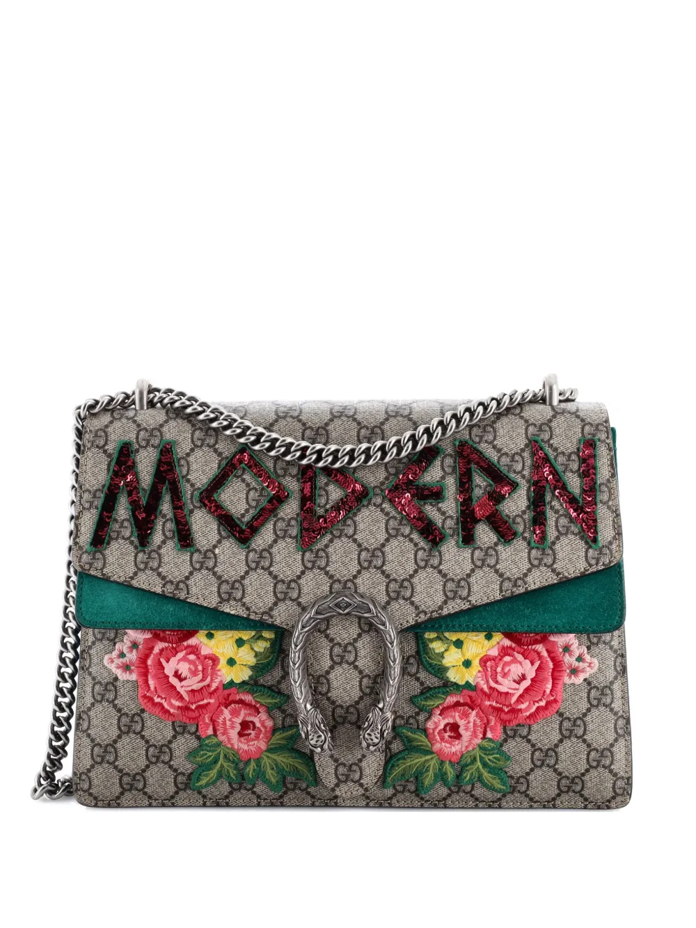 Gucci Pre-Owned Dionysus Bag Embroidered GG Coated Canvas Medium shoulder bag - Braun
