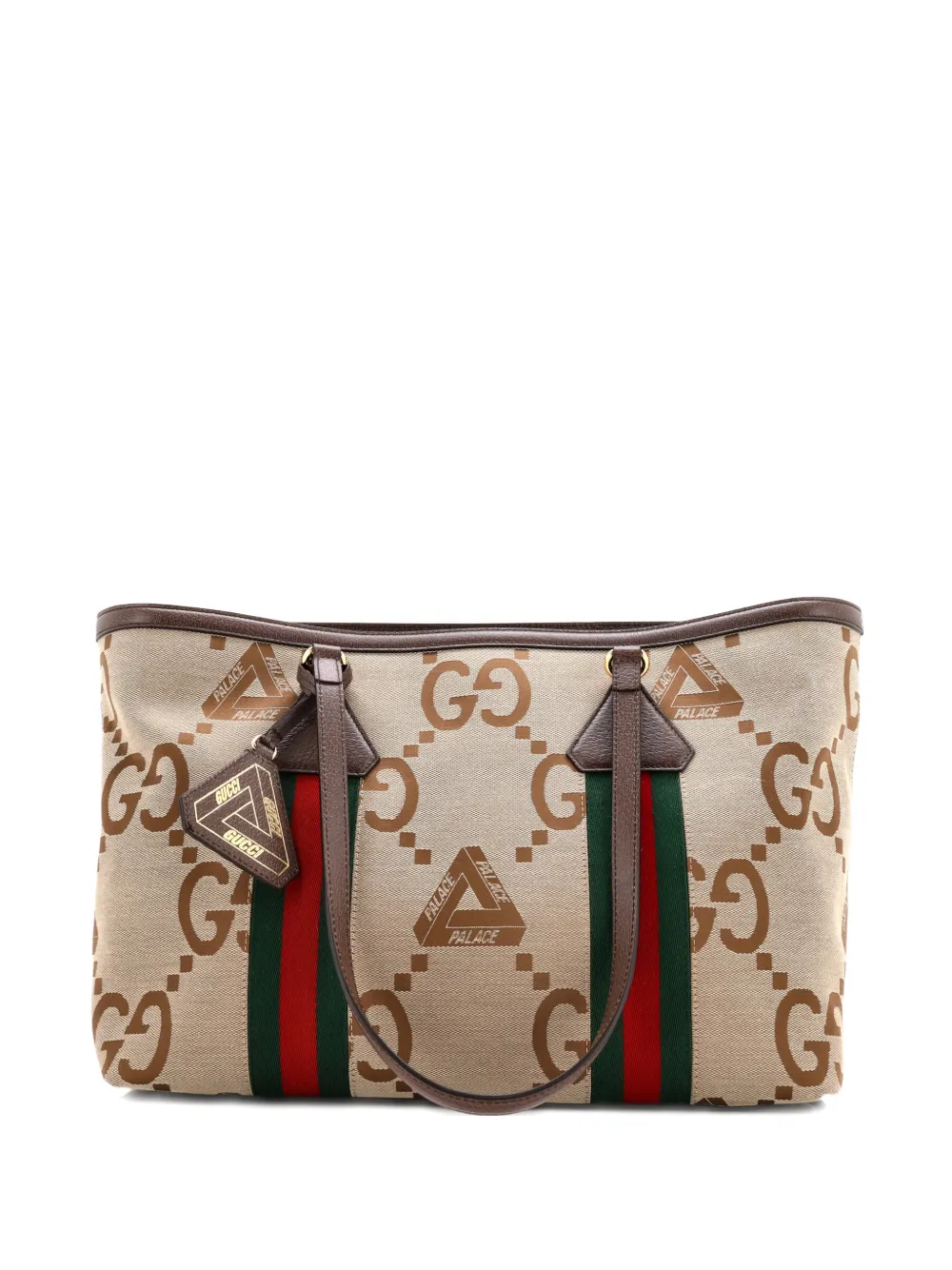 Gucci Pre-Owned x Palace Web Shopper Jumbo GG Tri-Ferg Logo Canvas Medium tote bag - Marrone