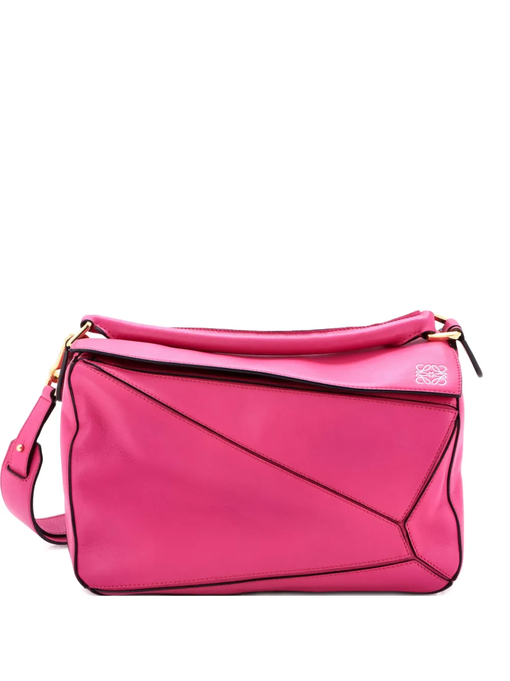 Pre-owned Loewe Puzzle Bag Leather Medium Shoulder Bag In Pink