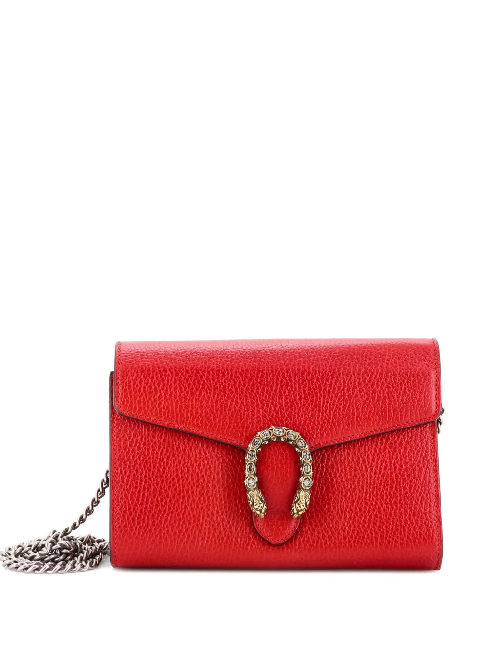 Gucci Pre-Owned Dionysus Chain Wallet Leather with Embellished Detail Small crossbody bag - Rosso