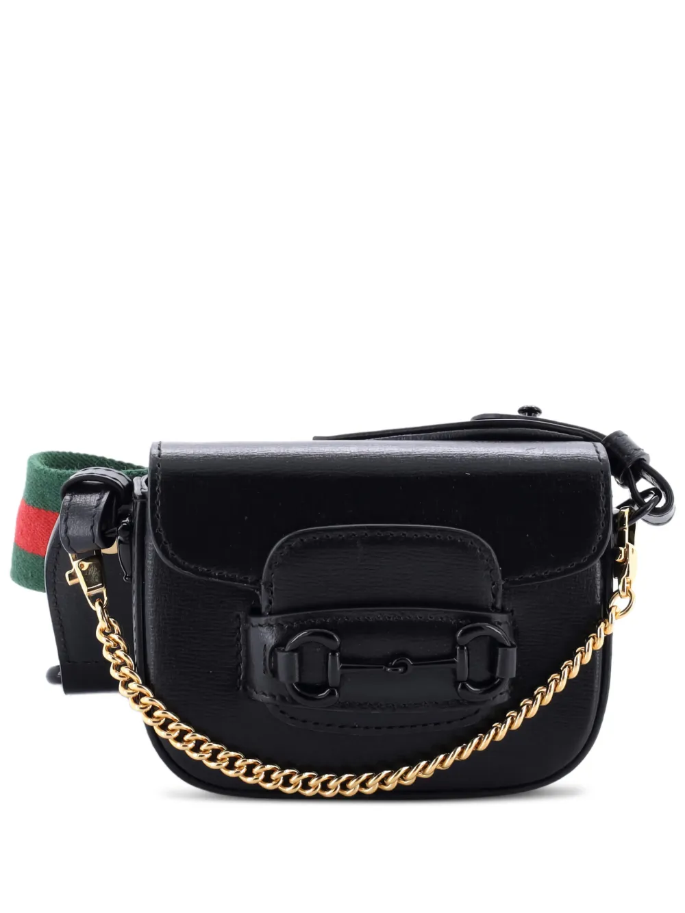 Gucci Pre-Owned Horsebit 1955 Flap Wallet with Strap Leather crossbody bag - Nero