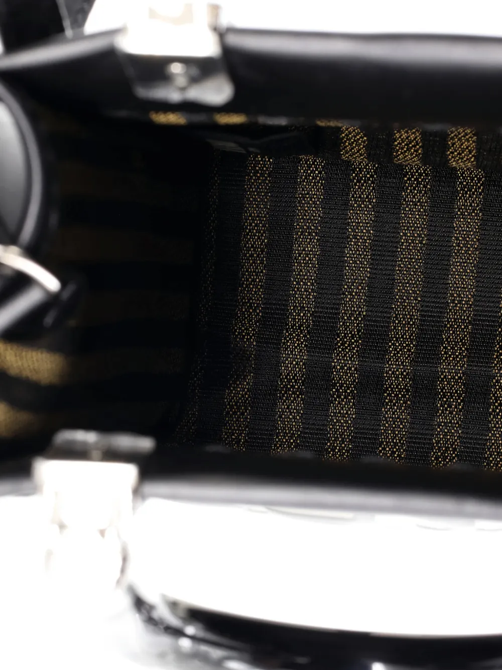 Pre-owned Fendi Sunshine Shopper Tote Leather Mini Crossbody Bag In Black