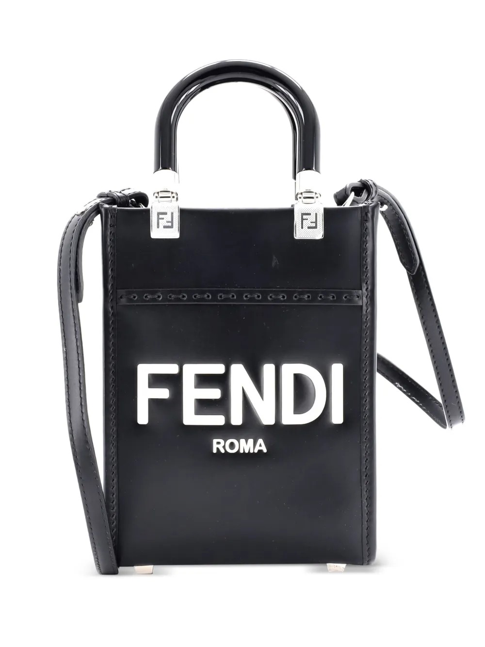 Fendi Pre-Owned Sunshine Shopper Tote Leather Mini crossbody bag - Nero