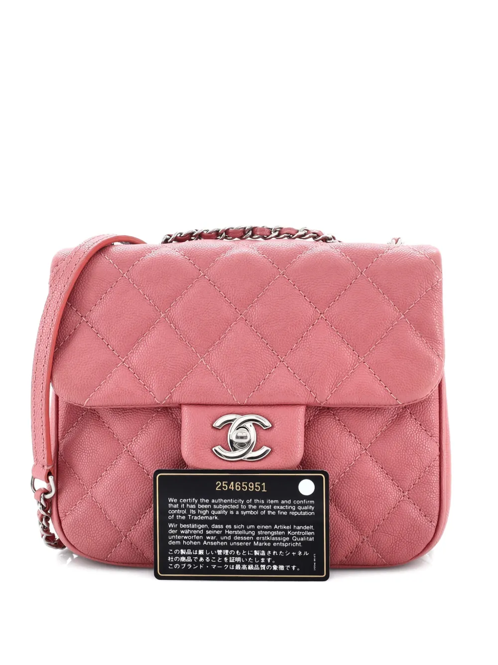 Pre-owned Chanel Urban Companion Flap Bag Quilted Caviar Small Shoulder Bag In Pink