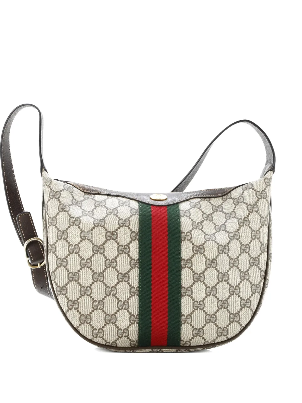 Gucci Pre-Owned Ophidia Half Moon Hobo GG Coated Canvas Small crossbody bag - Marrone