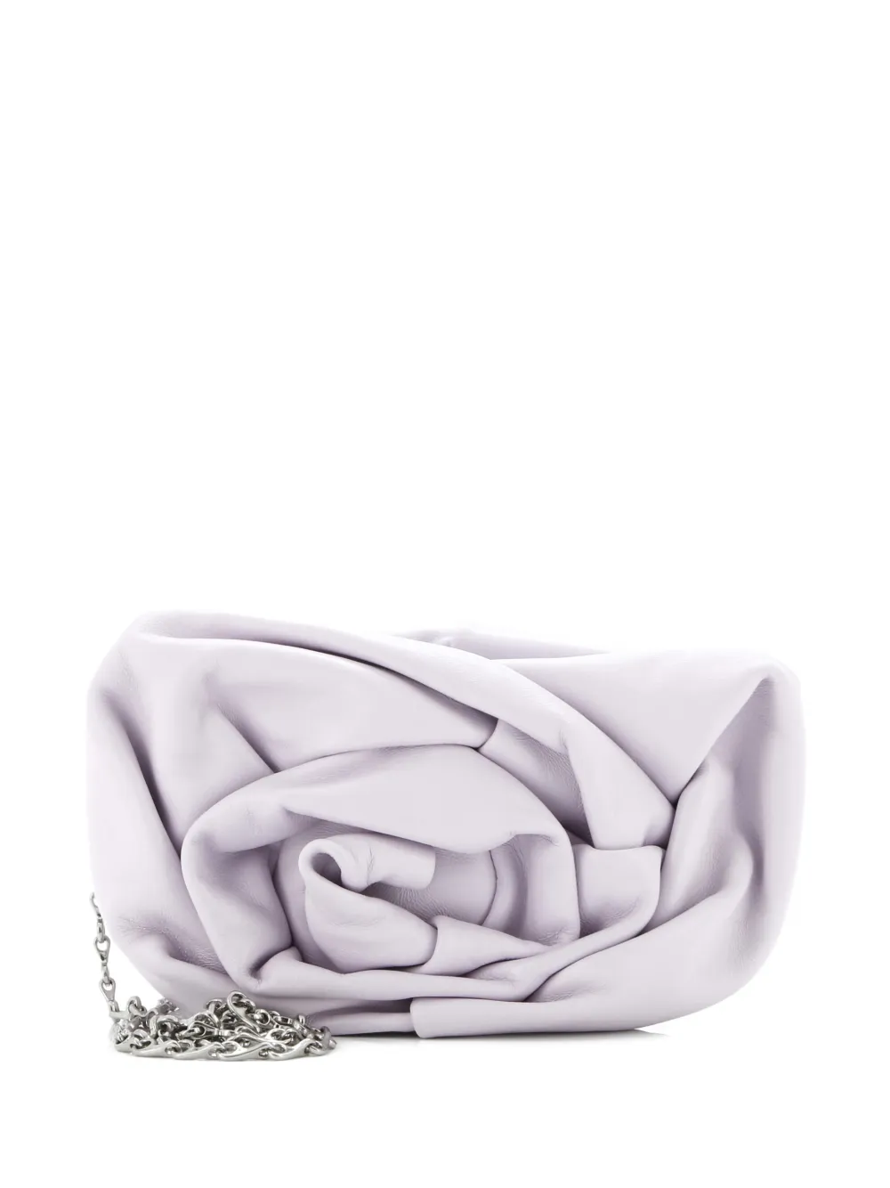 Pre-owned Burberry Rose Chain Leather Clutch Bag In Purple