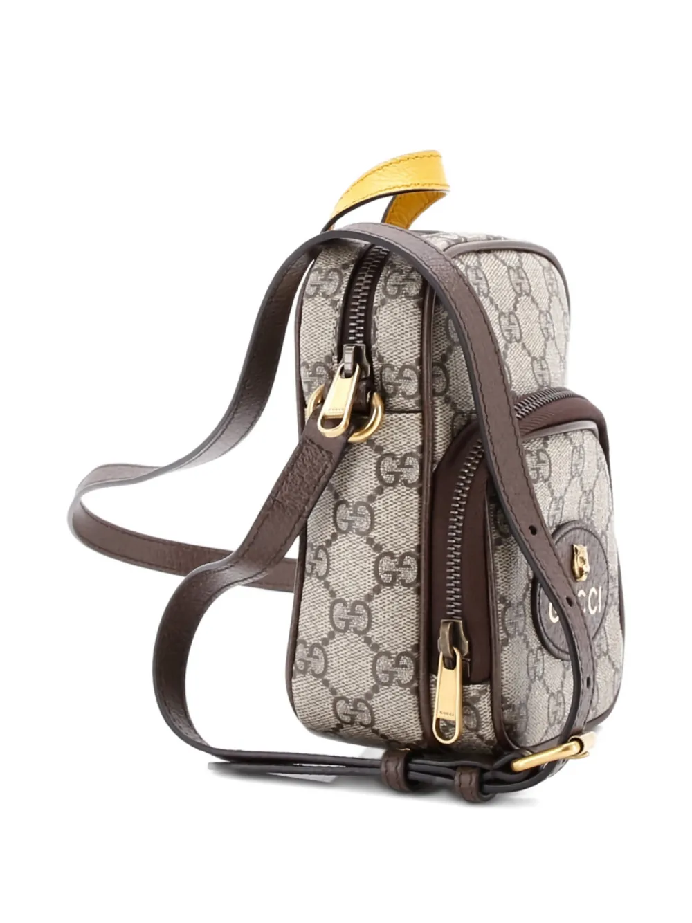 Pre-owned Gucci Neo Vintage Top Handle Gg Coated Canvas Mini Crossbody Bag In Brown