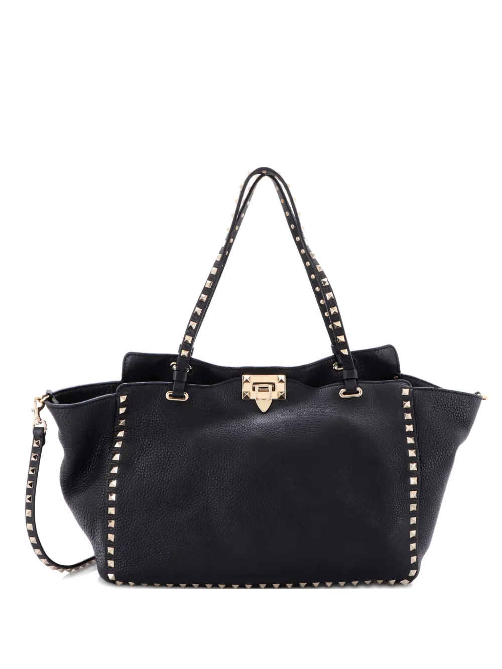 Valentino Garavani Pre-Owned Rockstud Pebbled Leather Medium tote bag - Nero