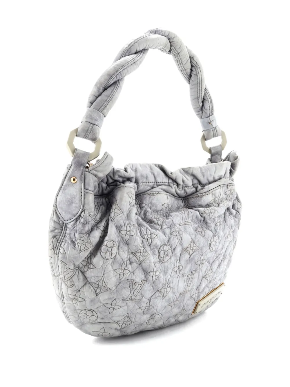 Pre-owned Louis Vuitton Olympe Nimbus Handbag Limited Edition Monogram Lambskin Pm Hobo Bag In Gray