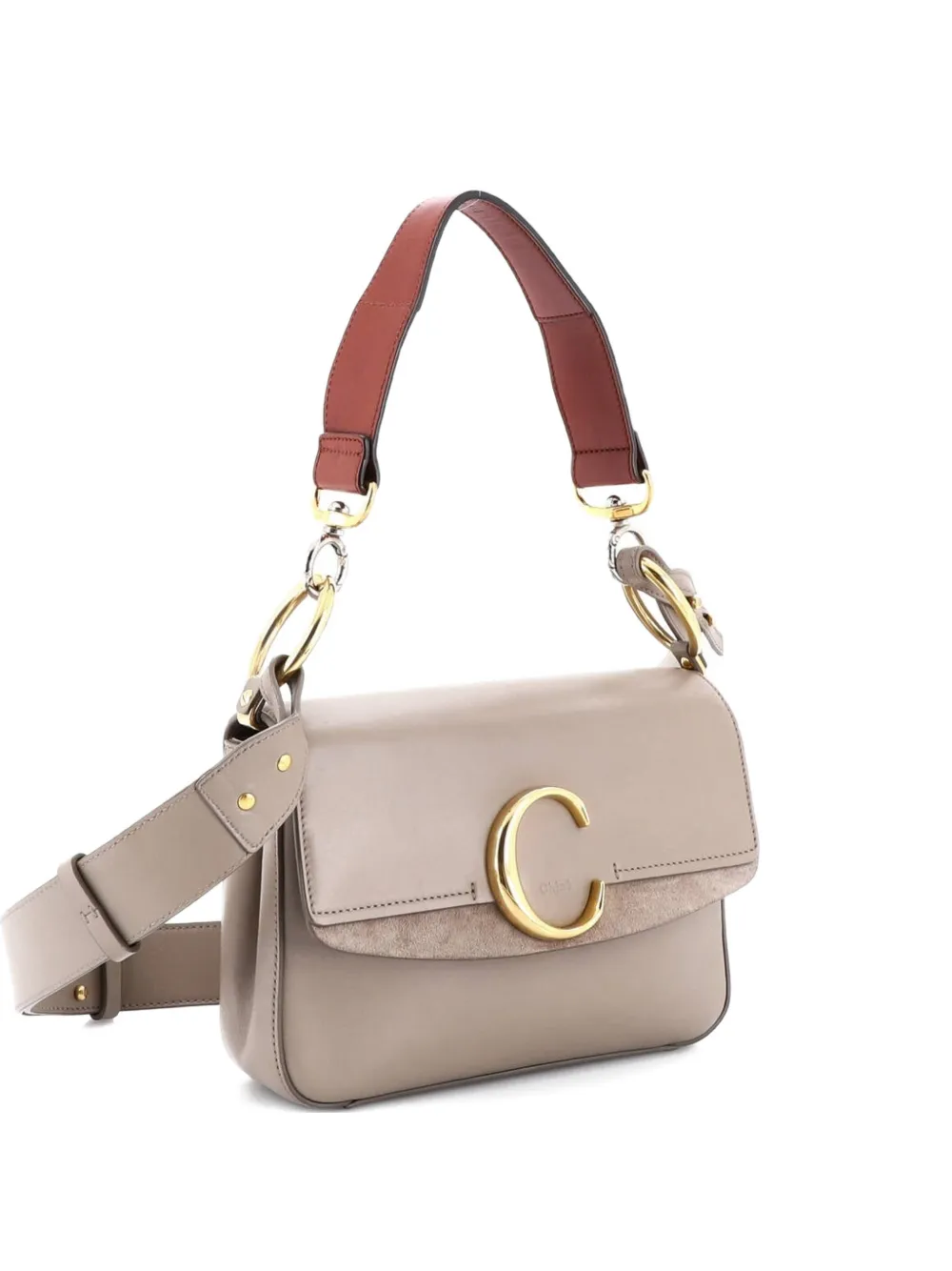 Chloé Pre-Owned C Double Carry Bag Leather Small crossbody bag - Toni neutri