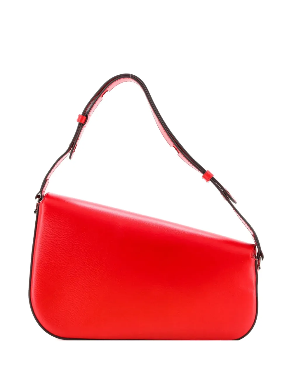 Pre-owned Gucci Horsebit 1955 Asymmetric Leather Small Shoulder Bag In Red