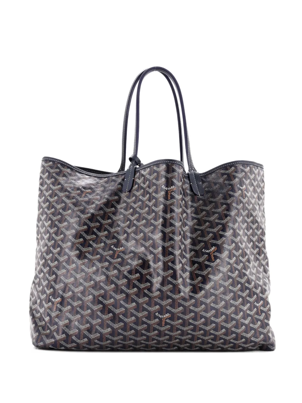 Pre-owned Goyard Saint Louis Coated Canvas Gm Tote Bag In Blue