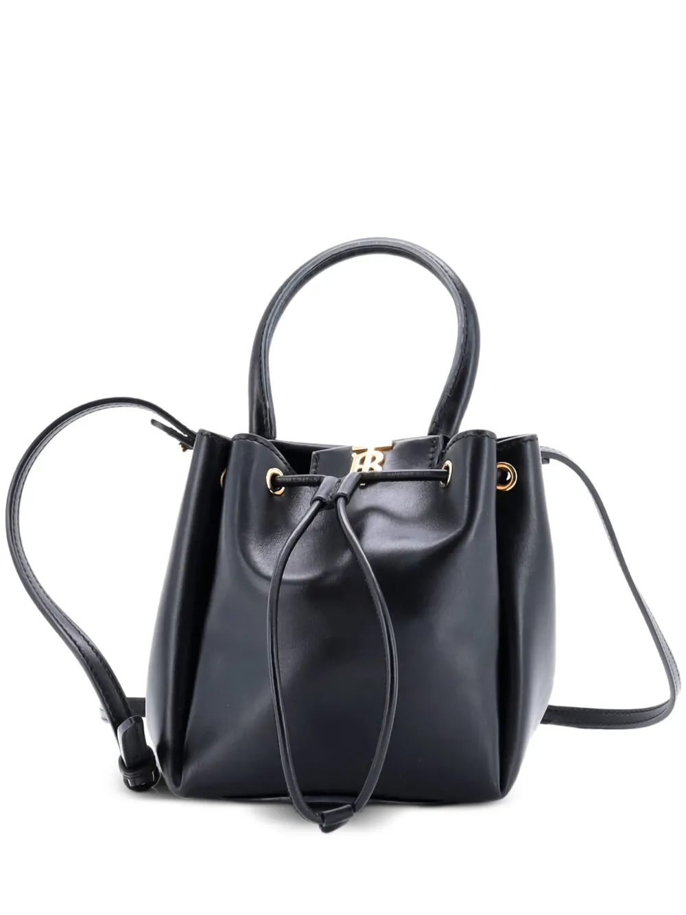 Burberry Pre-Owned TB Drawstring Leather Mini bucket bag - Nero