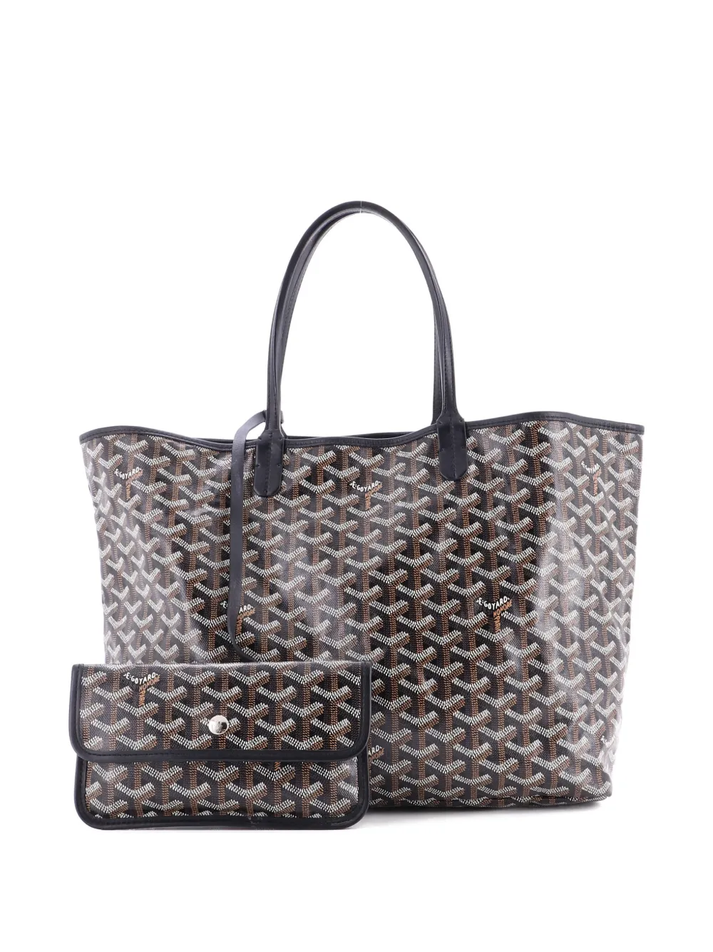 Pre-owned Goyard Saint Louis Coated Canvas Pm Tote Bag In Black