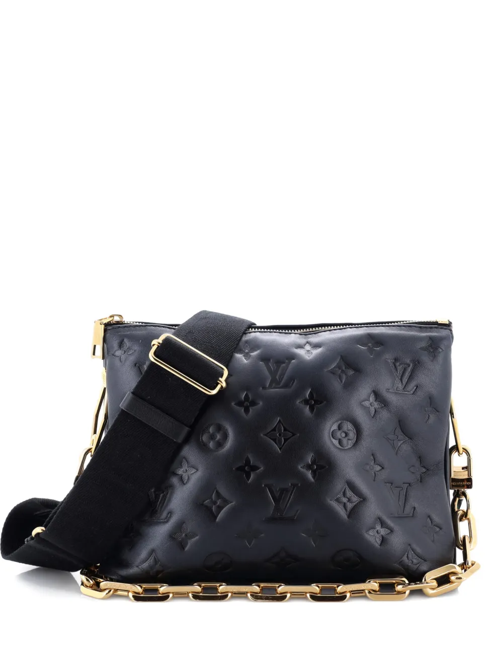 Pre-owned Louis Vuitton Coussin Bag Monogram Embossed Lambskin Pm Crossbody Bag In Black
