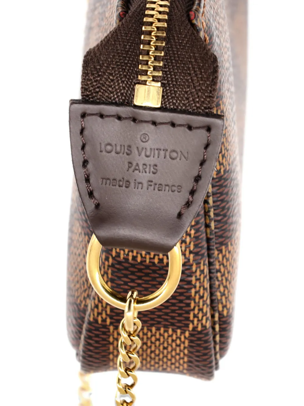 Pre-owned Louis Vuitton Pochette Accessoires Damier Mini Clutch Bag In Brown