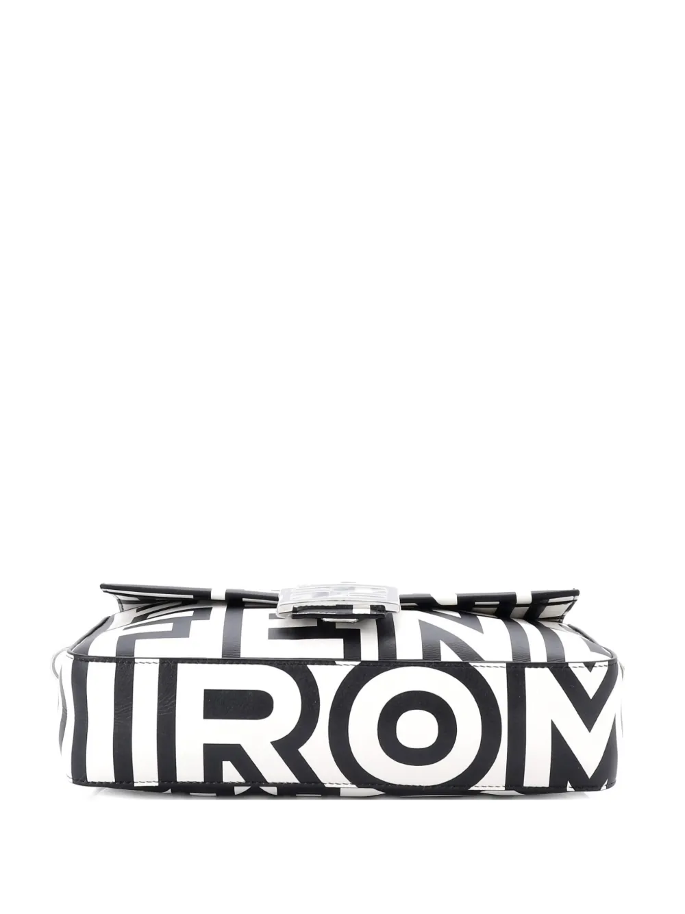 Pre-owned Fendi X Marc Jacobs Baguette Nm Bag Printed Leather Medium Shoulder Bag In Black