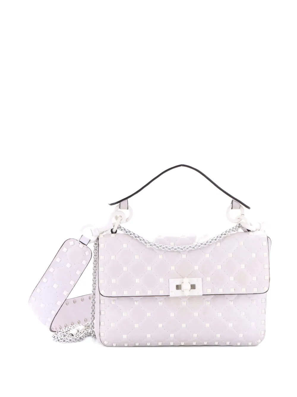 Valentino Garavani Pre-Owned Rockstud Spike.Up Flap Bag Quilted Leather Medium shoulder bag - Bianco