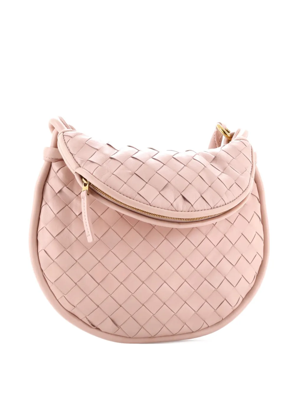 Pre-owned Bottega Veneta Gemelli Intrecciato Leather Small Shoulder Bag In Neutral