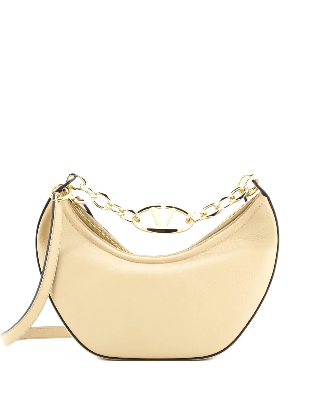 Valentino Garavani Pre-Owned Vlogo Moon Leather Small hobo bag - Toni neutri