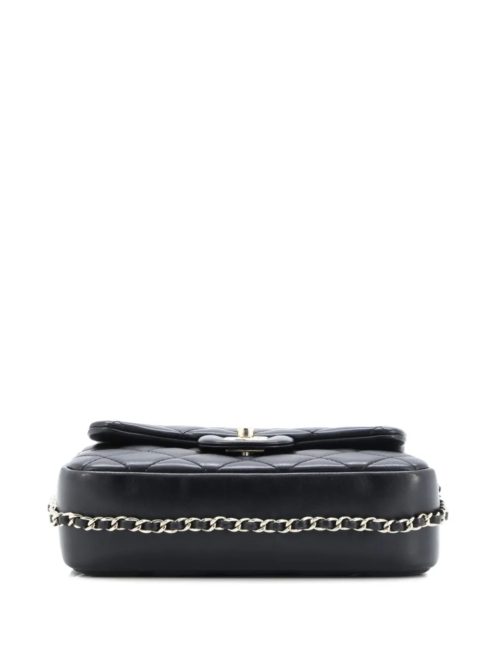 Pre-owned Chanel My Precious Pearls Chain Flap Bag Quilted Lambskin Medium Crossbody Bag In Black