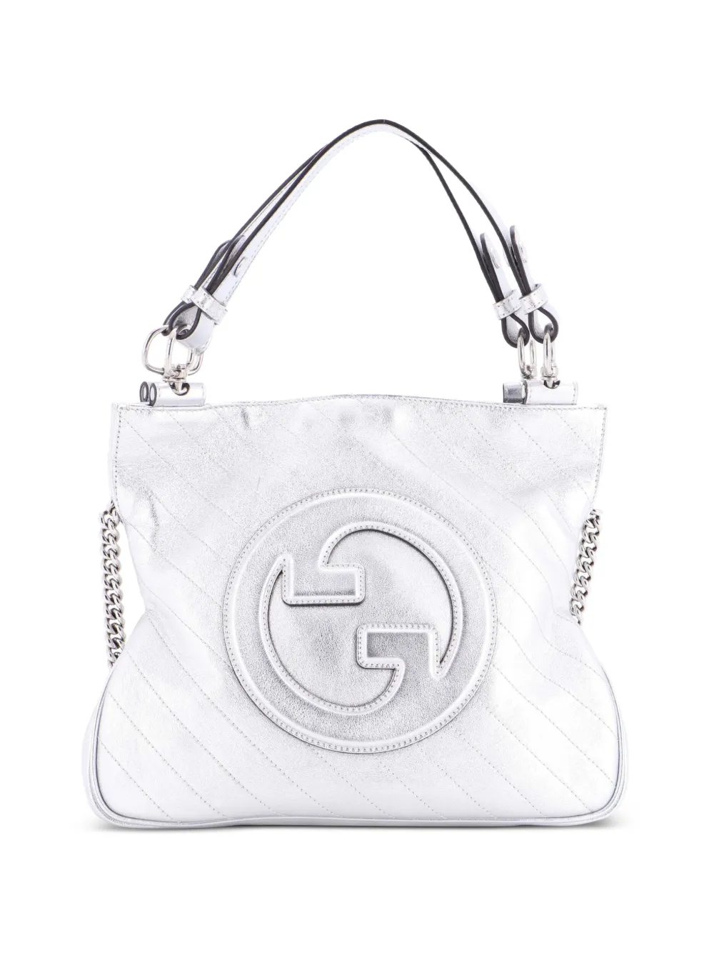 Gucci Pre-Owned Blondie NM Diagonal Quilted Leather Small tote bag - Argento