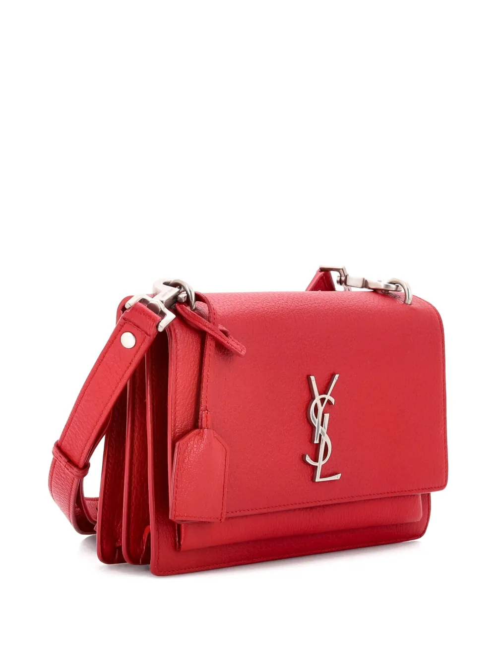 SAINT LAURENT Pre-owned Sunset Satchel Leather Medium Crossbody Bag In Red