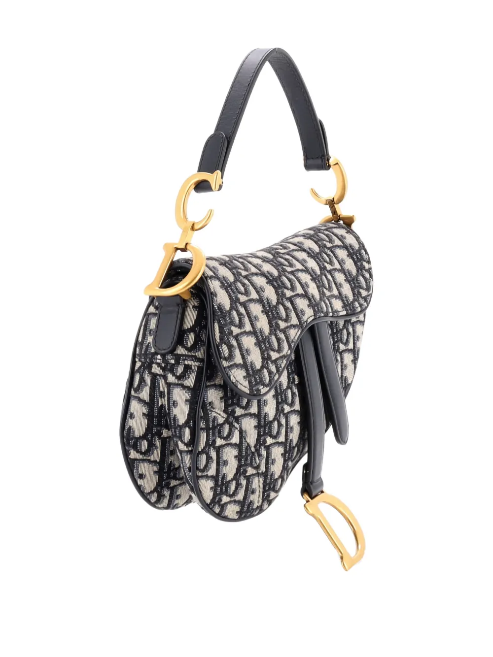 Pre-owned Dior Saddle Handbag Oblique Canvas Mini Shoulder Bag In Blue