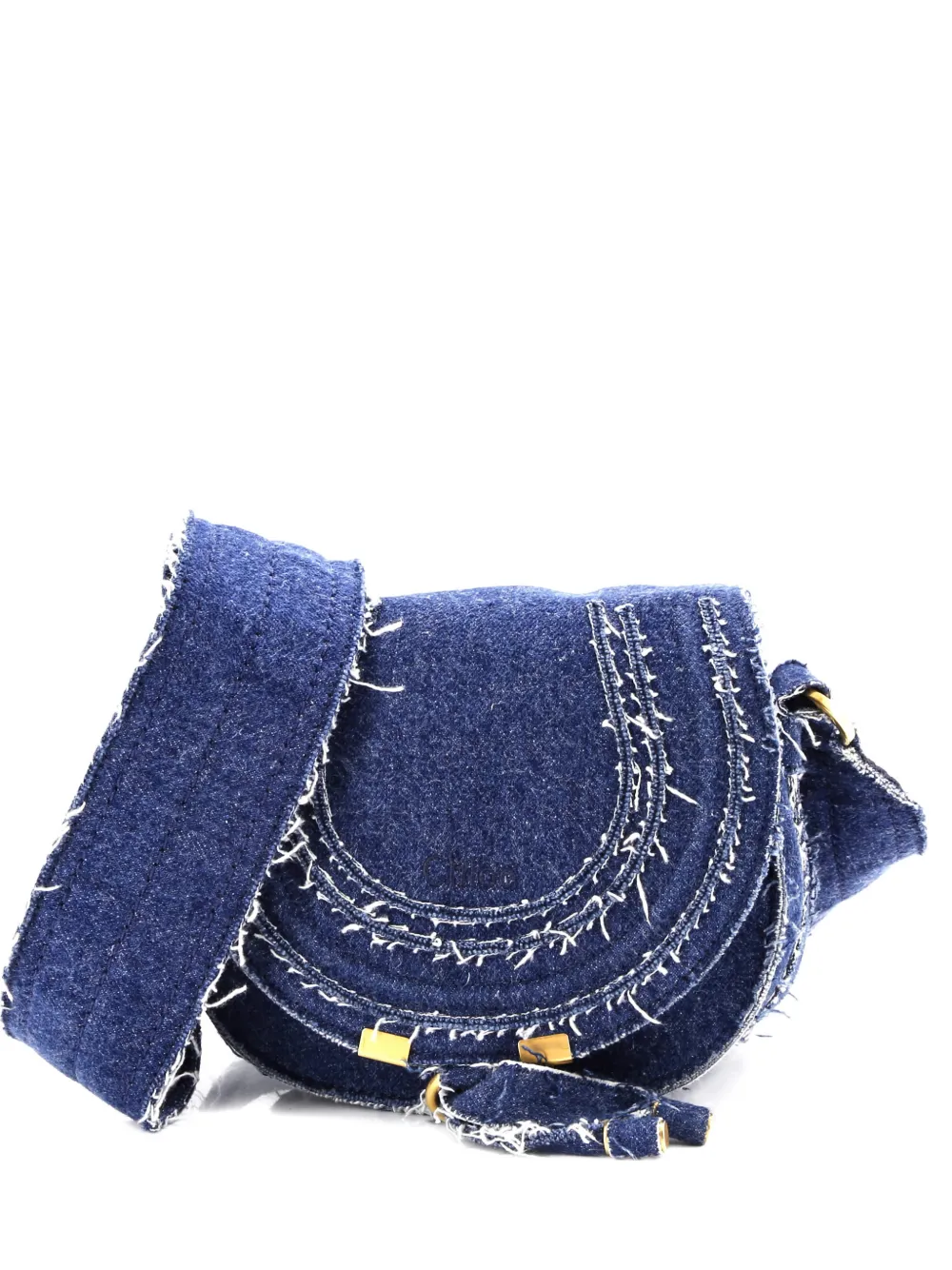 Pre-owned Chloé Marcie Denim Small Crossbody Bag In Blue