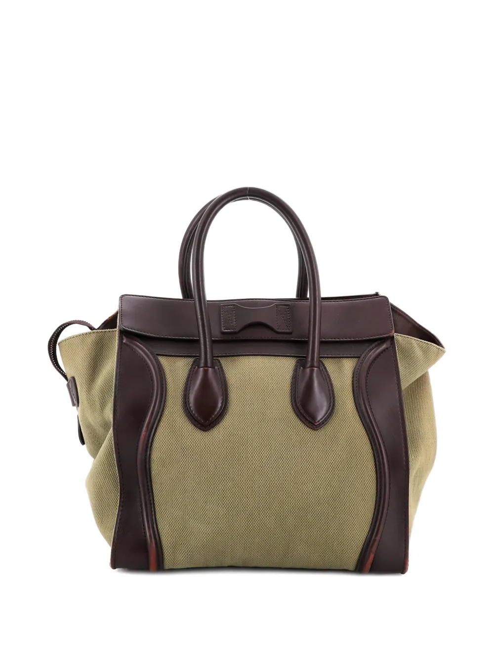 Pre-owned Celine Luggage Bag Canvas And Leather Mini Satchel In Green