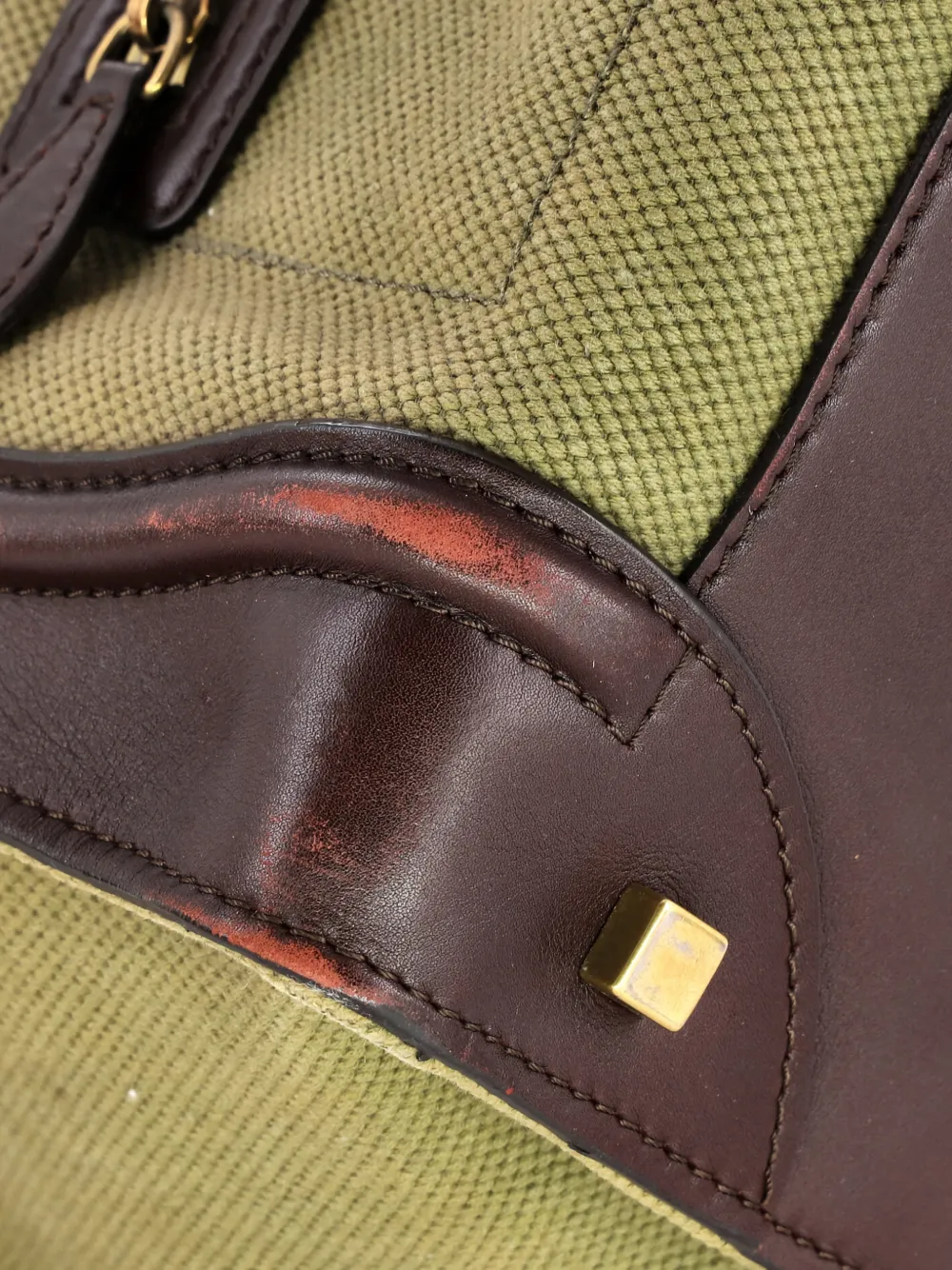 CELINE Pre-owned Luggage Bag Canvas And Leather Mini Satchel In Green