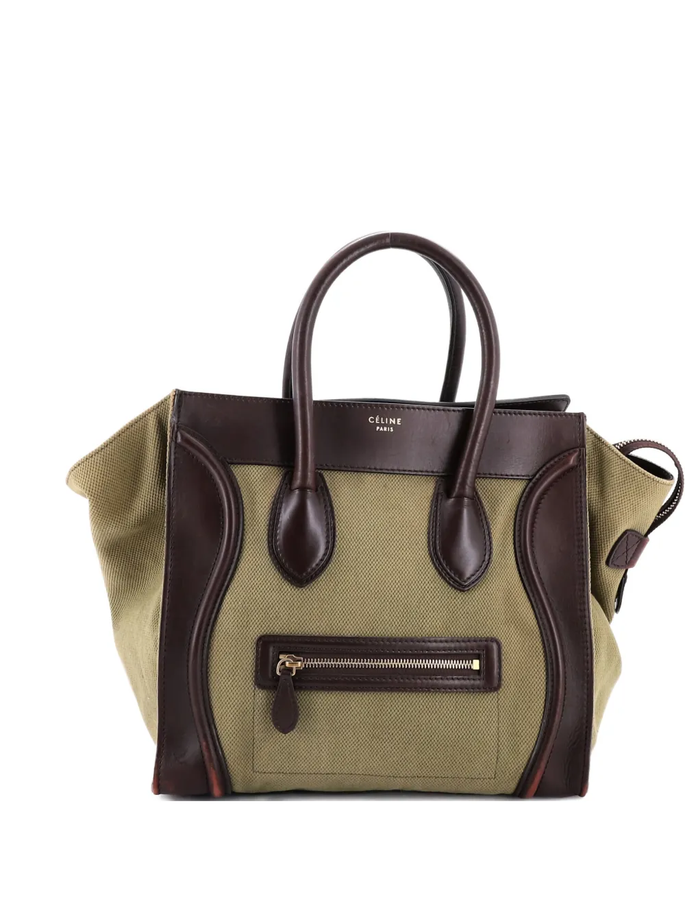 Celine Pre-Owned Luggage Bag Canvas and Leather Mini satchel - Verde
