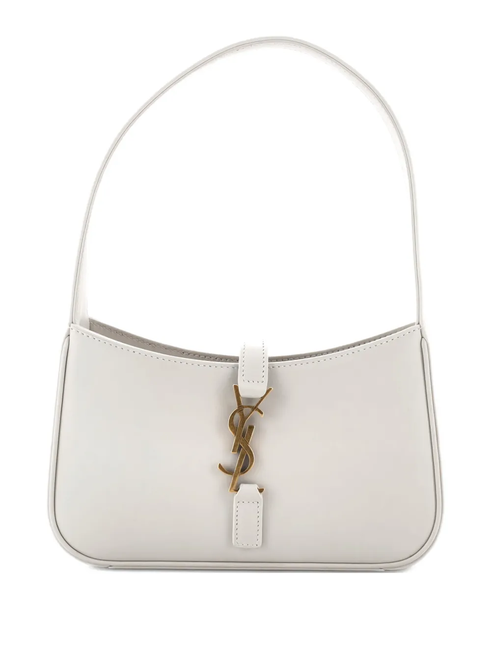 Pre-owned Saint Laurent Le 5 A 7 Hobo Leather Mini Shoulder Bag In Neutral