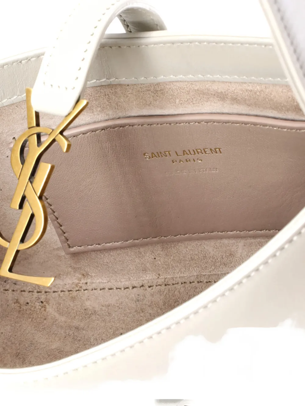 Pre-owned Saint Laurent Le 5 A 7 Hobo Leather Mini Shoulder Bag In Neutral