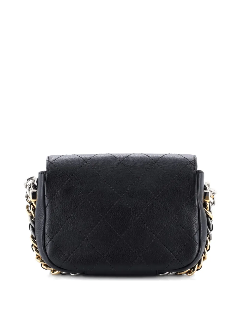 Pre-owned Chanel Two Tone Envelope Flap Bag Quilted Calfskin Small Shoulder Bag In Black